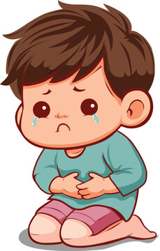 boy having stomach ache kid