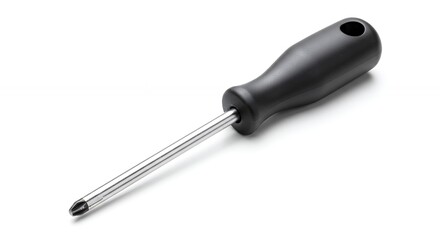 Black handled screwdriver isolated