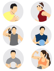 sports people icons set