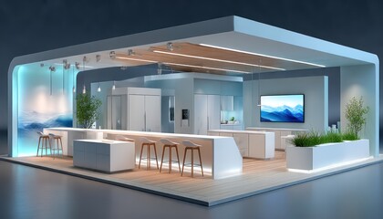 Modern exhibition booth interior