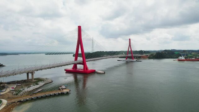Aerial View The Balang Island Bridge ( Jembatan Pulau Balang) is a bridge that connects Balang Island in Kutai Kartanegara Regency, East Kalimantan.