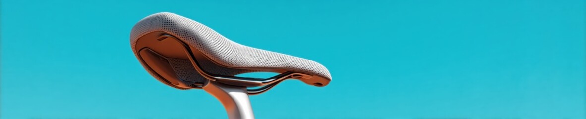 Obraz premium Modern Ergonomic Bicycle Saddle on Sleek Frame with Detailed Texture for Cycling Gear Marketing and Optimized Rider Comfort Innovation
