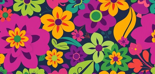 Vibrant abstract floral seamless pattern, organic shapes, colorful nature design,  vibrant,  swirls