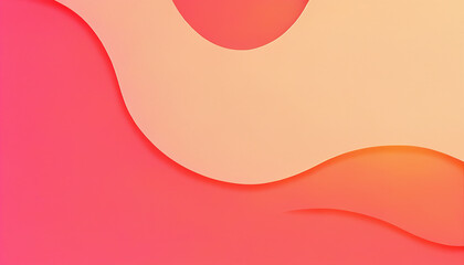 Abstract Layered Curves in Warm Pink and Orange, Soft Gradient Paper-Cut Design