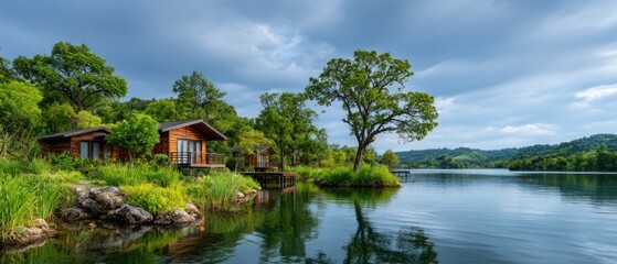 Fototapeta premium Peaceful Lakeside Cabin