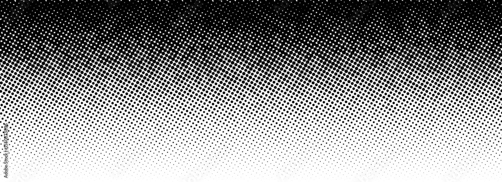 Poster Grunge halftone gradient texture. Black pixelated backdrop. Weathered grit noise background. Fading gritty sand wallpaper. Damaged glitched print overlay. Vector textured template surface