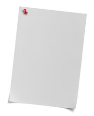 white note paper texture with curled corner, pinned red push button, ready for your message. Front...