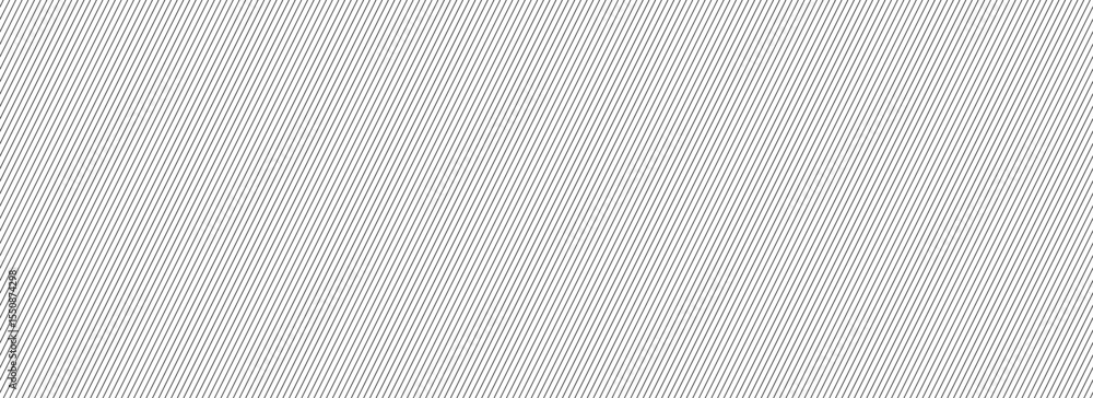 Poster Thin diagonal line seamless pattern. Repeated fine slash lines background. Slanted pinstripe wallpaper. Black and white tilted strip backdrop. Repeating oblique linear texture overlay. Vector 