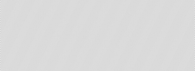 Thin diagonal line seamless pattern. Repeated fine slash lines background. Slanted pinstripe wallpaper. Black and white tilted strip backdrop. Repeating oblique linear texture overlay. Vector 