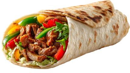 Fresh chicken and vegetable Mexican tortilla wrap