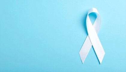 Isolated White ribbon on Light Blue Background with Copyspace 