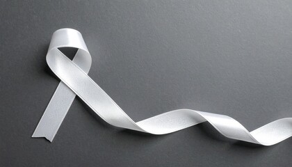 Isolated White ribbon on Dark Gray Background with Copyspace 