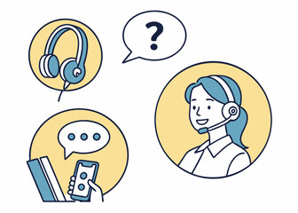 Customer service support help desk call center agent with headset and phone assistance online now available