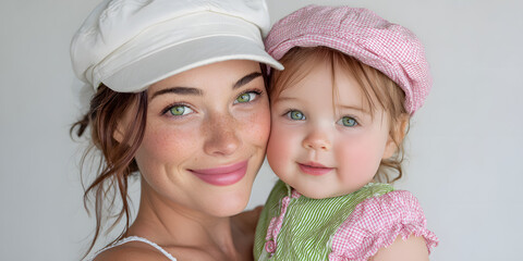 Embracing Motherhood: A tender moment captured as a mother holds her adorable child, symbolizing the deep bond of maternal love and the sweet innocence of childhood. 