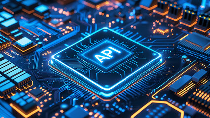 API Chip Concept – Microchip Symbolizing Application Programming Interface Integration and Modern Digital Infrastructure

