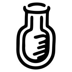 Glass Laboratory Flask Icon in Minimalist Line Art Style