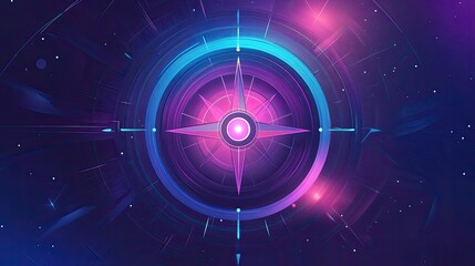 Cosmic Compass with Nebula Background.