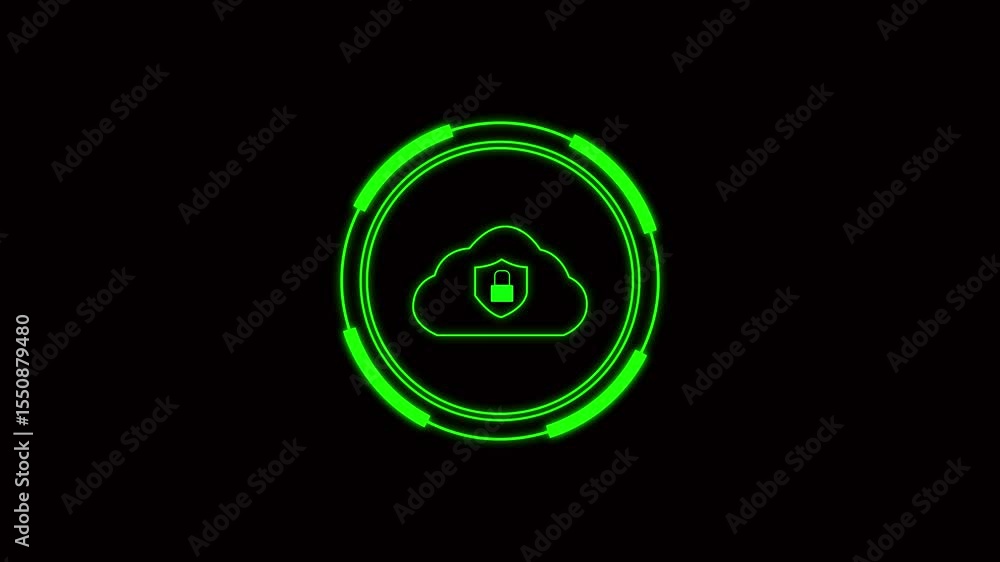 Aufkleber cloud security concept, data encryption, firewall protection, continuous monitoring, protected data,