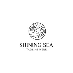 The logo features a circular design depicting a seascape with a sunrise or sunset, waves, and birds, accompanied by the text "SHINING SEA"