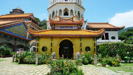 the main pagoda at Kek Lok Si Buddhist Temple, Air Itam, Penang Island, Malaysia. beautiful view of...
