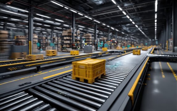 Modern warehouse conveyor belt