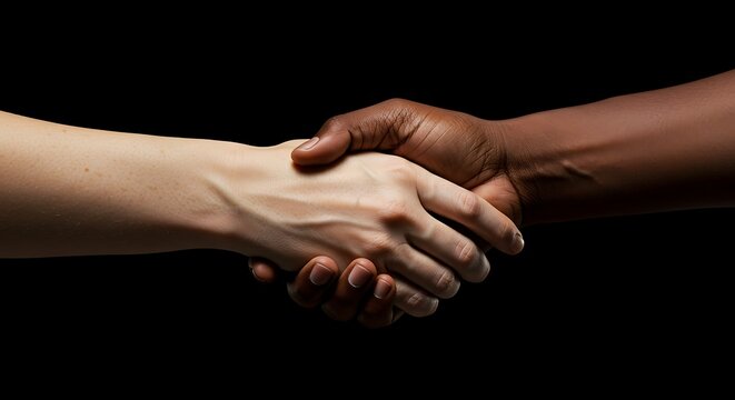 Bridging Divides: A Handshake Against a Dark Canvas