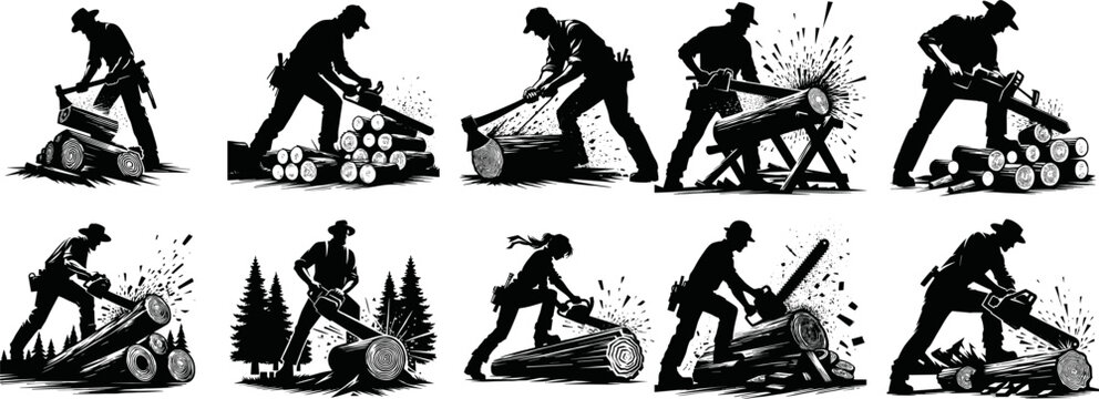 lumber jack silhouette, lumber jack vector silhouette