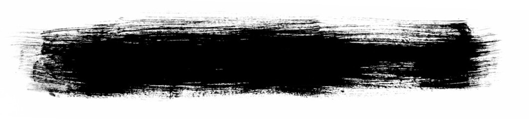 Black stroke of paint brush isolated on transparent background. PNG