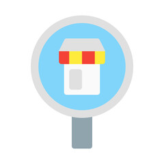 market. This is a vector single icon with a flat style. Suitable for any purpose, such as website design, mobile app design, logo design, pattern design, etc.