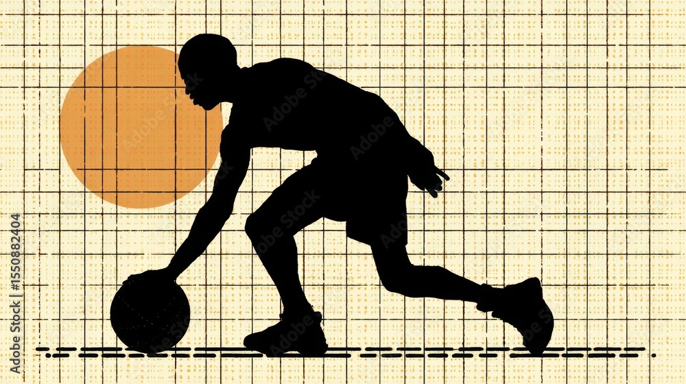 Poster silhouette of a basketball player in a dynamic pose.