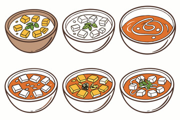 set of Paneer Butter Masala vector silhouette illustration isolated on white background