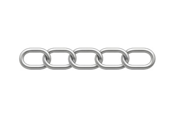 Obraz premium Silver chain link displaying metallic interconnected loops, representing connection and structural integrity against transparent backdrop