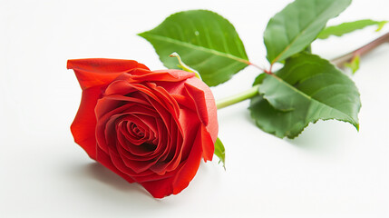 A solitary red rose in full bloom, symbolizing love and passion in its purest form
