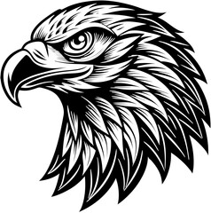 Linocut bald eagle icon with vintage style. Great for patriotic graphics, outdoor branding, and retro wildlife designs.