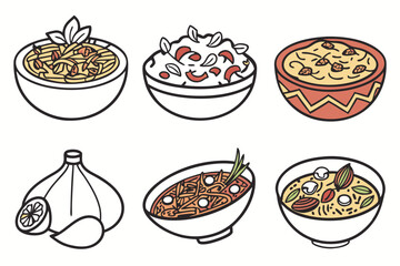 set of Biryani vector silhouette illustration isolated on white background