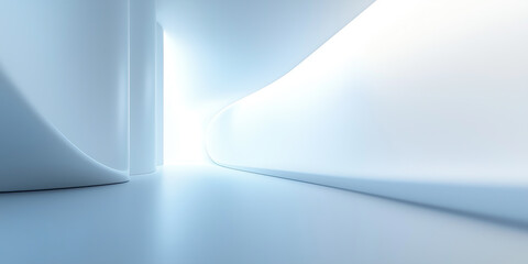 Futuristic abstract background. Soft blue color tone. Smooth light, abstract shape, curve line, fade color gradient. Nobody empty space in modern room suit for future technology background