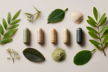 Herbal Capsules with Greenery