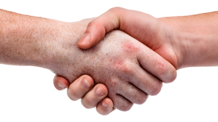 Two people shaking hands signifies agreement, trust, and partnership