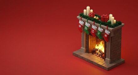 Festive fireplace christmas decoration