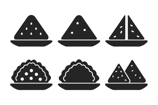 set of Samosa icon vector silhouette illustration isolated on white background