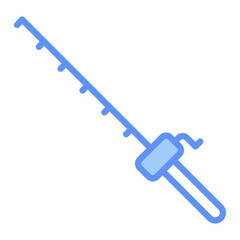 Fishing Rod Outline Blue Color Icon