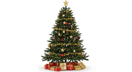 Fototapeta premium Decorated christmas tree with presents