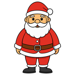 Cartoon santa claus character in traditional red suit with white trim and belt silhouette