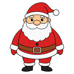 Cute cartoon santa claus character in his traditional red suit and hat silhouette