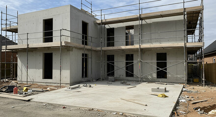 Modern Concrete House Under Construction
