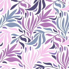 Seamless pattern with floral leaves. Botanical vector illustration