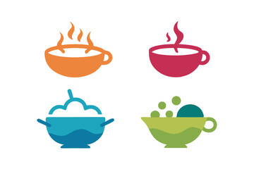 set of Soup vector silhouette illustration isolated on white background