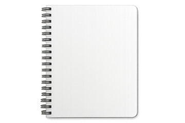 Blank white spiral notebook mockup isolated on transparent background, perfect for showcasing your design or artwork