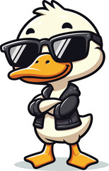 Cool Duck in Sunglasses, Cartoon Bird Illustration