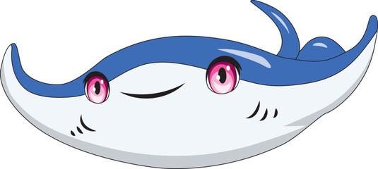 Obraz premium Cartoon Fish Cute Aetobatus Vector